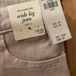 Abercrombie kids girls wide leg high rise jeans NEVER WORN TAGS ON SIZE 15/16